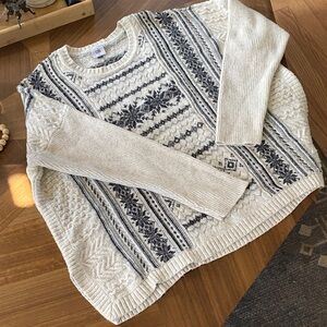 CAbi Cream, Black & Gray Patterned Sweater oversized